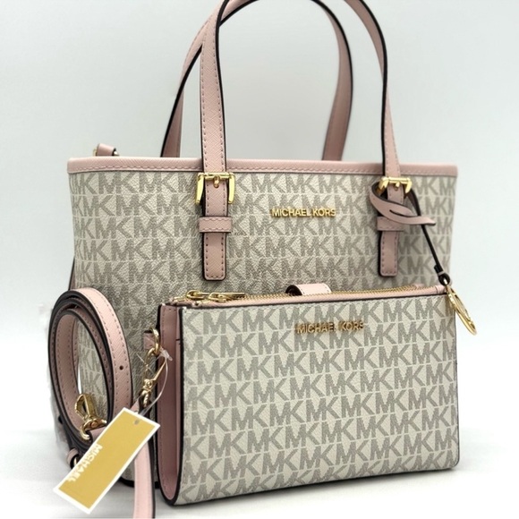 Michael Kors Jet Set Travel Extra-Small Top-Zip Tote Bag & Double Zip Wallet Set - Picture 1 of 12
